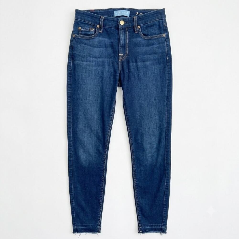 7 For All Mankind B(air) Stretch Skinny Ankle Jeans Dark Wash Mid Rise Womens 25